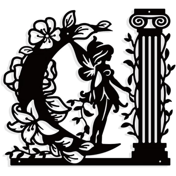 Fairy Roman Column Metal Wall Art Decor Black Wall Hanging Decor Silhouette Wall Art for Home Bedroom Living Room Garden Hotel Office Wall Christmas Festival Decoration Gift 10.79×11.77"