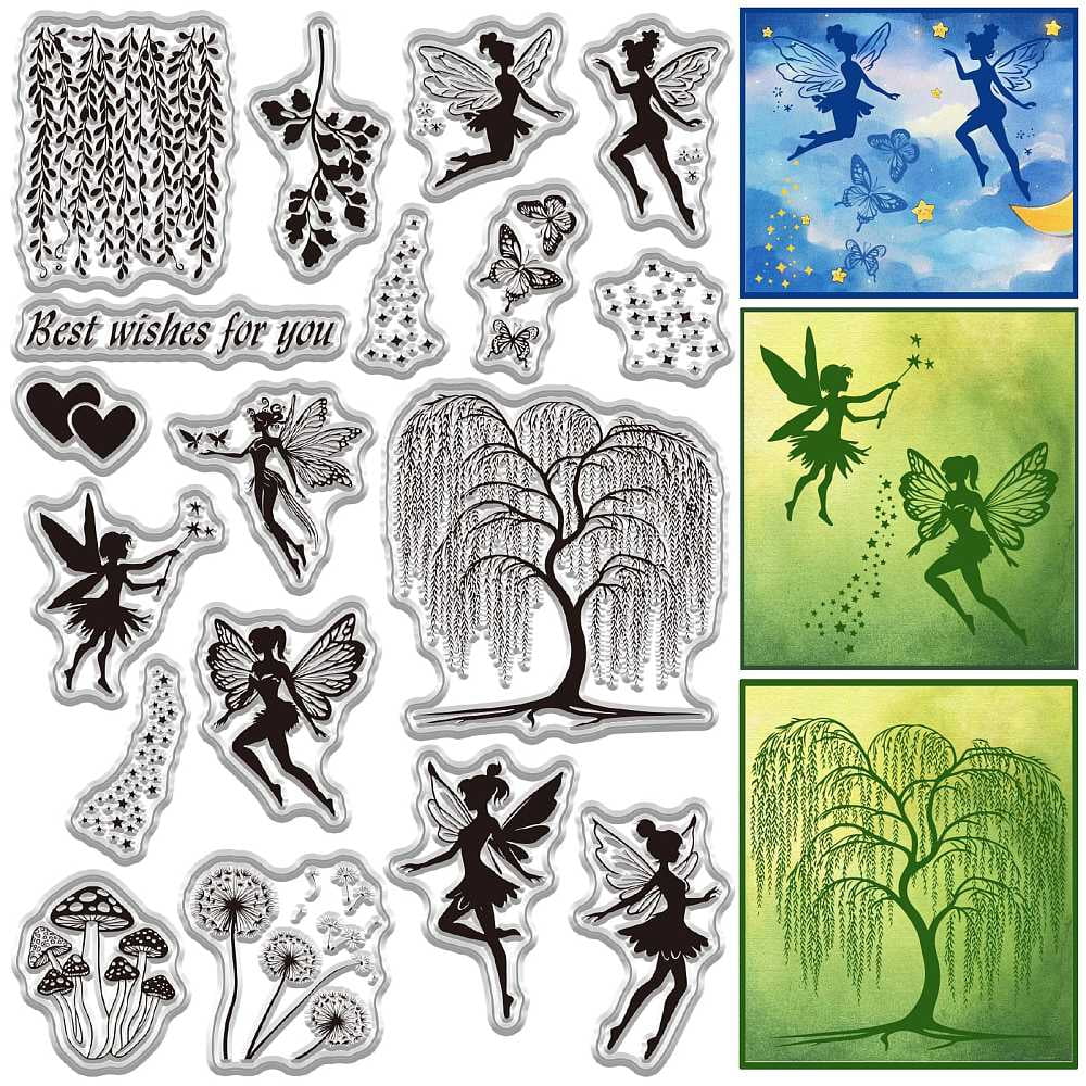 Fairy Rubber Clear Stamps Angel Tree Plant Heart Butterfly Elves Star ...