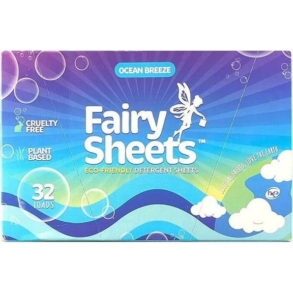 Fairy Sheets Laundry Detergent Sheets, Ocean Breeze Eco Sheets, 32 Count