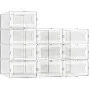 Fairy Shoe Boxes Pack, Stackable Plastic Shoe Storage Organizers, Set of 10, 13.1x9x5.5 inches, Clear