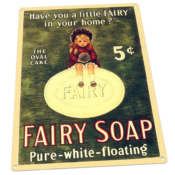 Fairy Soap 9"x12" Metal Sign, Wall Decor for Bath or Laundry