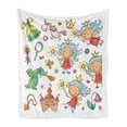 thumbnail image 1 of Fairy Soft Flannel Fleece Blanket, Cartoon Princess Pattern with Magic Wand Dragon Dress Unicorn and Crown Little Child, Cozy Plush for Indoor and Outdoor Use, 50" x 60", Multicolor, by Ambesonne, 1 of 5