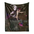 thumbnail image 1 of Fairy Soft Flannel Fleece Throw Blanket, Dimensional Mythical Creature Design Artifact on Pedestal Forest Print, Cozy Plush for Indoor and Outdoor Use, 50" x 70", Multicolor, by Ambesonne, 1 of 5