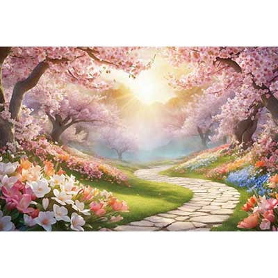 Fairy Spring Home ration Background Gre Grass Cherry Blossom Tree Photo ...