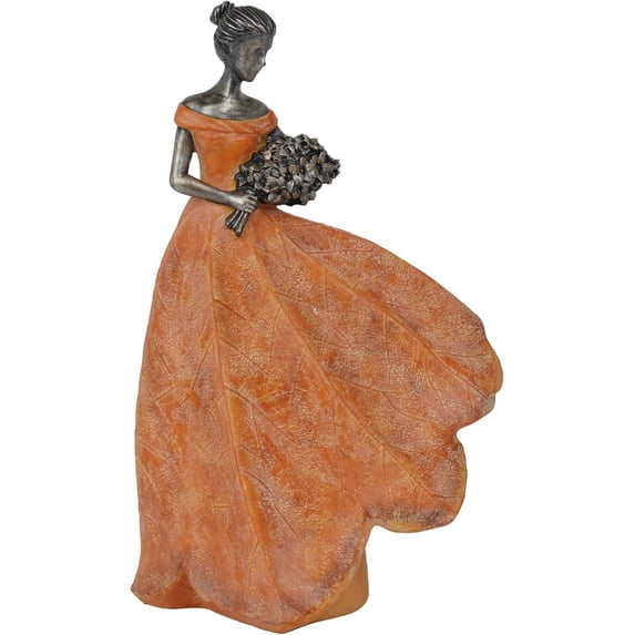 Fairy Statue Series Home Decoration - Orange Leaf Angel Girl Resin Autumn Thanksgiving Decoration, Suitable for Outdoor or Indoor Country Gardens Outdoor Courtyard Statue Gifts