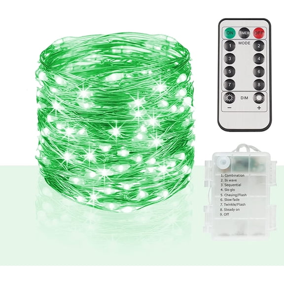 Fairy String Lights Waterproof 8 Modes with Remote Firefly Twinkle Christmas Lights for Outdoor Wedding Party Decorations(Green-USB+remote 16FT 50LED)