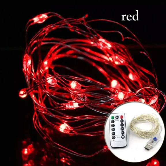 Fairy String Lights Waterproof 8 Modes with Remote Firefly Twinkle Christmas Lights for Outdoor Wedding Party Decorations(Red-Battery box +remote 66FT 200LED)