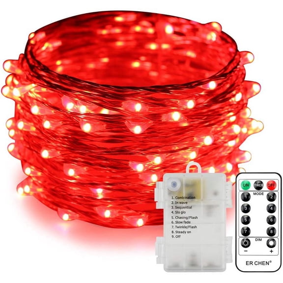 Fairy String Lights Waterproof 8 Modes with Remote Firefly Twinkle Christmas Lights for Outdoor Wedding Party Decorations(Red-USB+remote 66FT 200LED)
