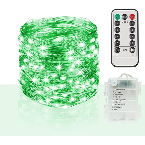 Fairy String Lights Waterproof 8 Modes with Remote Firefly Twinkle Christmas Lights for Outdoor Wedding Party Decorations(Green-USB+remote 33FT 100LED)