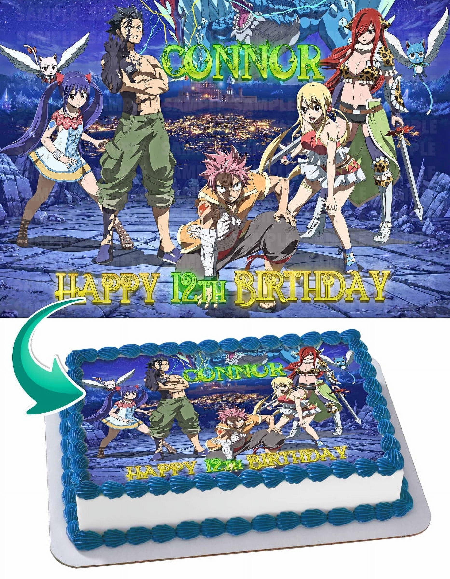 Fairy Tail Anime Edible Cake Image Topper Personalized Birthday Party 1/4  Sheet - Walmart.com, image size:1866x2400