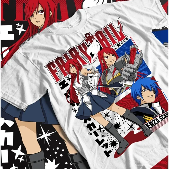 Fairy Tail Anime Shirt, Unisex Tee Erza Scarlet Gray Fullbuster, Gajeel Happy,