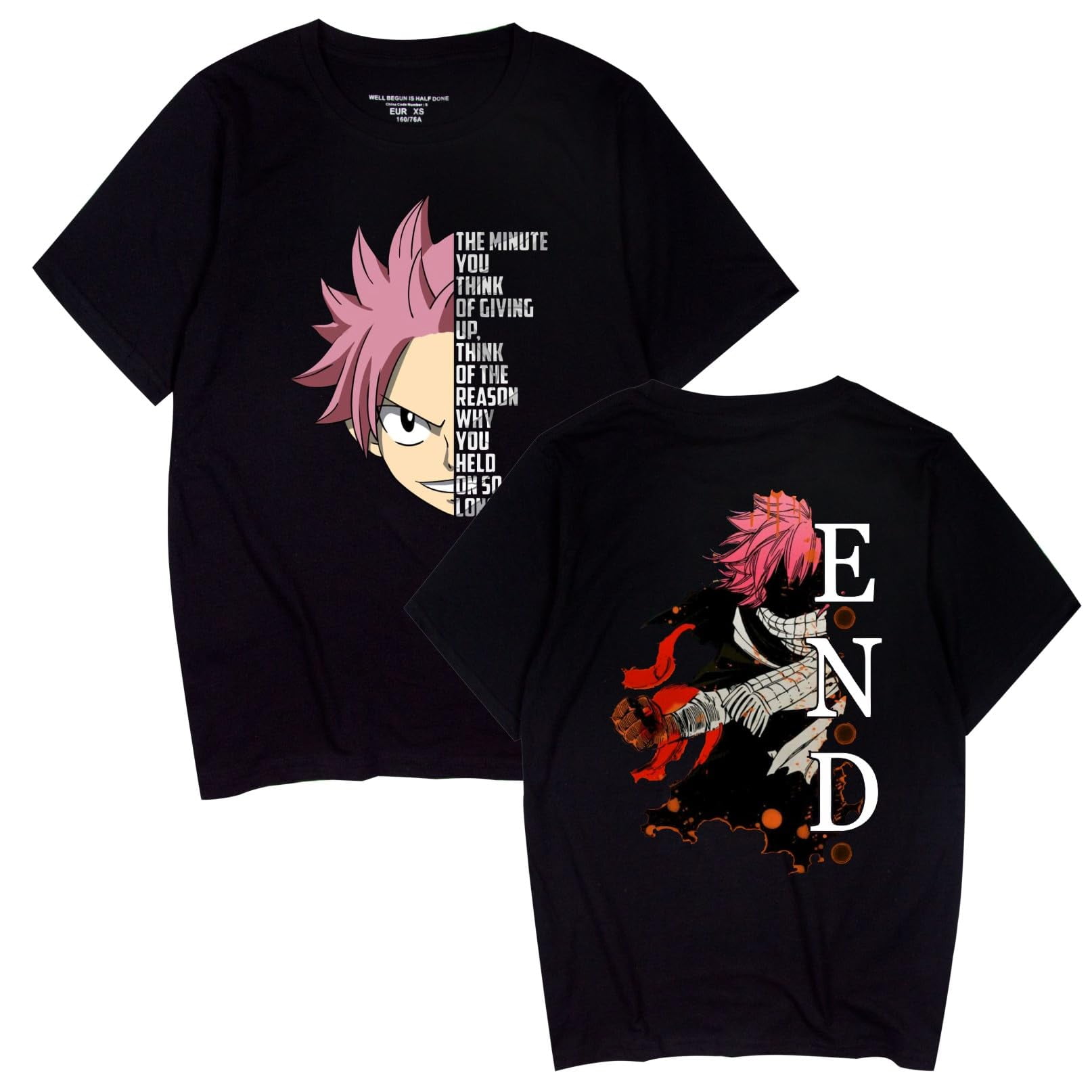 Fairy Tail Clothing Comic Character TShirt for Men and Women in Black and Khaki European Sizes
