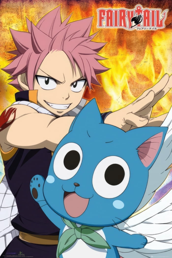 Fairy Tail Manga Anime TV Show Poster (Natsu Happy) (Size