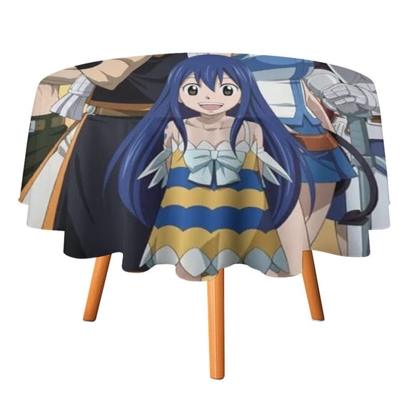 Fairy Tail Round Tablecloth Print Decorative Table Cover Washable Table Cloths for Dining Party Picnic 60x60in