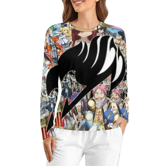 Fairy Tail Women’s Pajama Top 3D Digital Print Sleepwear Trendy Crewneck Pullovers Long Sleeve Shirts XL