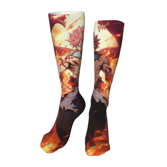 Fairy Tail Womens Knee High Socks Casual Long Stockings 20 Inches Tube Socks Boot Midcalf Stocking