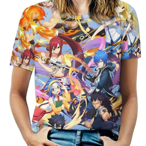 Fairy Tail Womens T-Shirt Round Neck Short Sleeve Tee Shirts Summer Breathable Tops Blouse 3XL