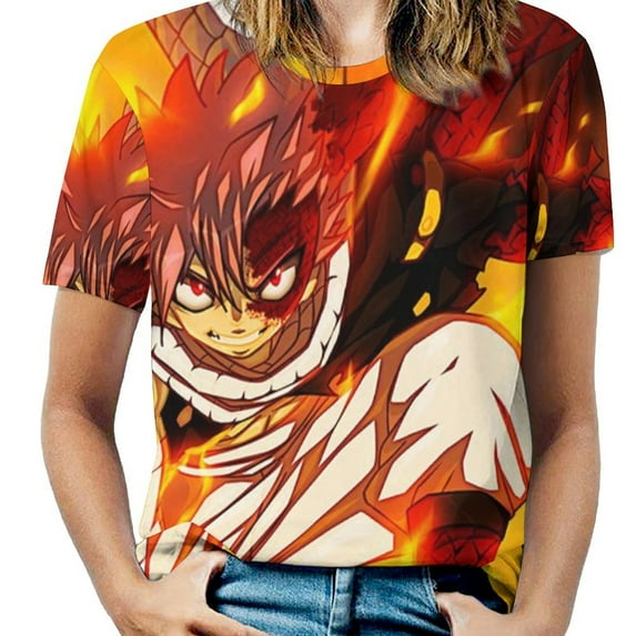 Fairy Tail Womens T-Shirt Round Neck Short Sleeve Tee Shirts Summer Breathable Tops Blouse S