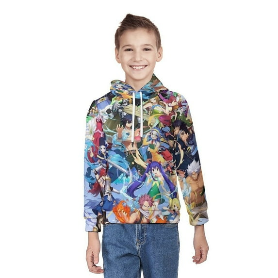 Fairy Tail Youth Hoodies Boys Girls 3D Printed Sweatshirt Fall Winter Clothes Long Sleeves Pullover Sweater M