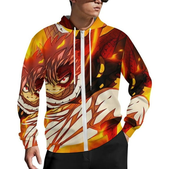 Fairy Tail Zip Up Hoodies Unisex Realistic 3D Print Sweatshirt Long Sleeve Hooded Jacket Coat 5XL