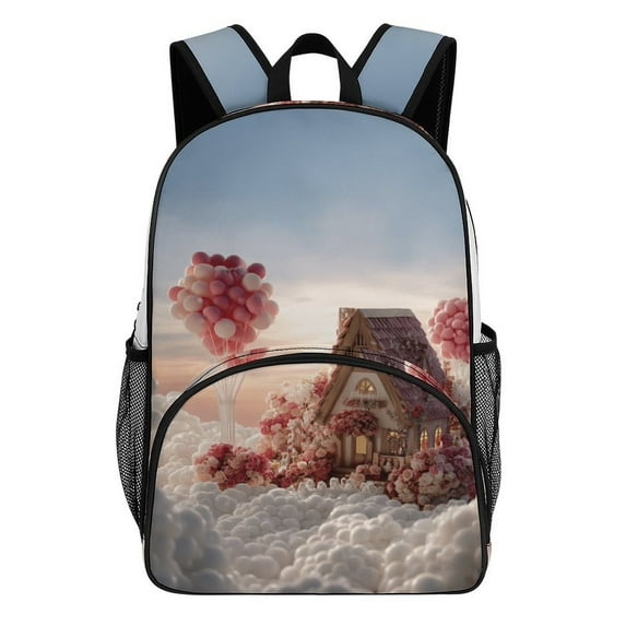 Fairy Tale Cabin Balloon Big Student Laptop Backpack For College Women Middle High Teen Bookbag Travel Daypack