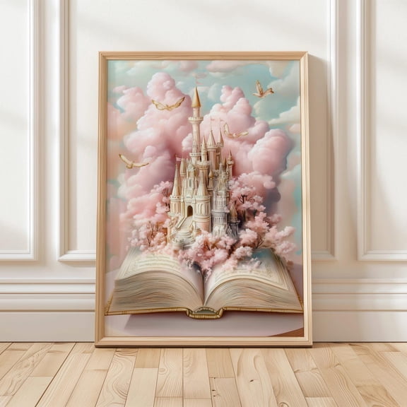 Fairy Tale Castle Art Poster, Fantasy Book Lover Decor, Dreamy Magical Poster Wall Art, Whimsical Fantasy, Size 16x24 UNFFRAMED F03.1.7l1501
