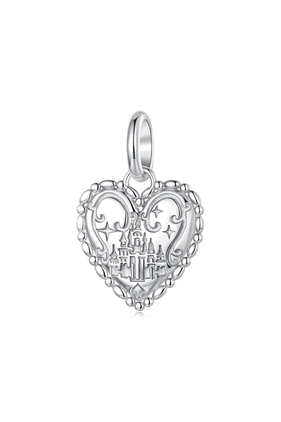 Fairy Tale Castle Pendant Charm , Genuine 925 Sterling Silver, Compatible with Most Charm Bracelet