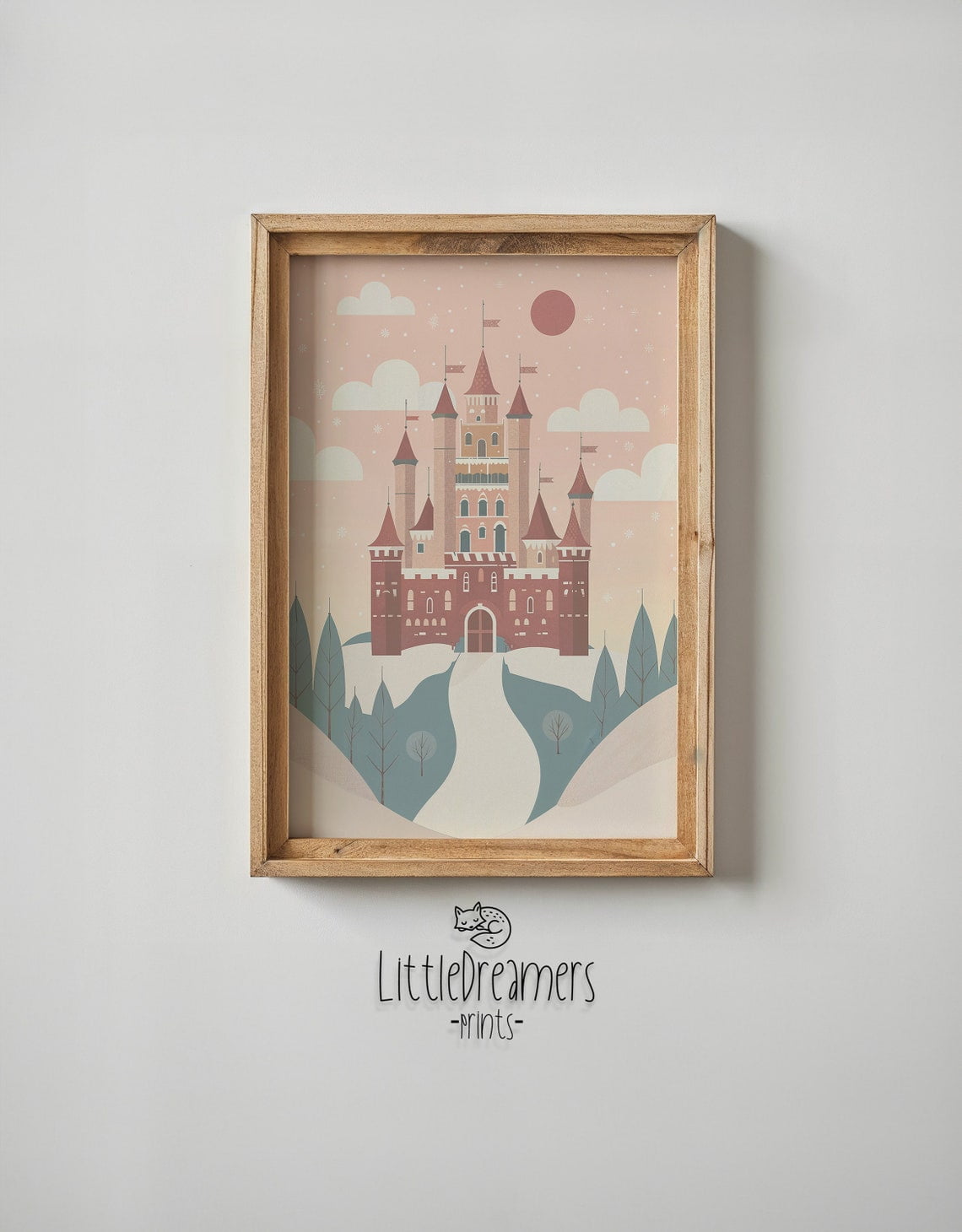 Fairy Tale Castle Print, Pink Whimsical Nursery Wall Art, Kids Fantasy ...