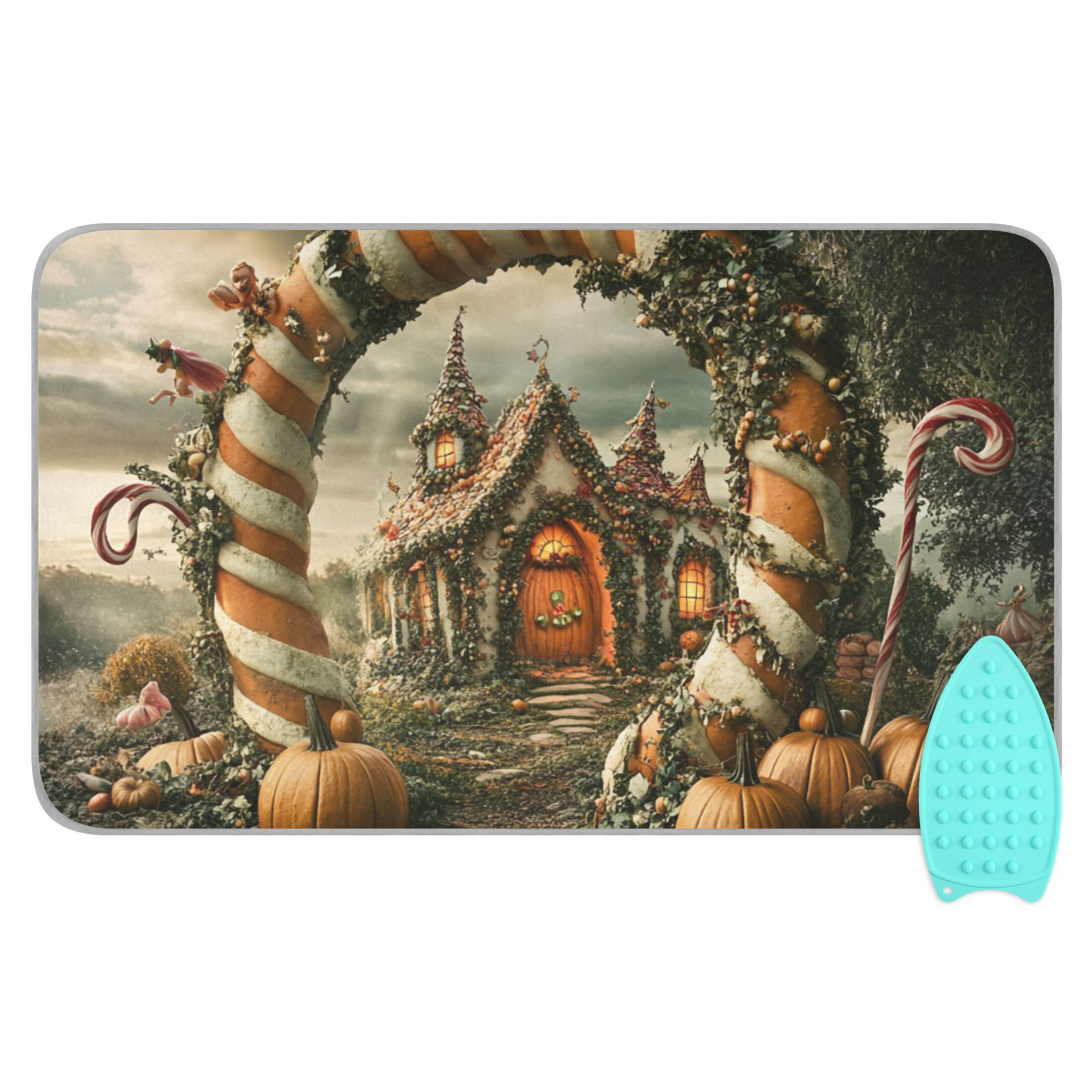 Fairy Tale Cottage and Candy Arch Ironing Mat Blanket for Table Top Travel Portable Ironing Board Pad 47.2x27.6 Inch