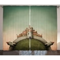 thumbnail image 1 of Fairy Tale Curtains 2 Panels Set, Enchanted City Illustration on a Spherical World Medieval Architecture Pattern, Window Drapes for Living Room Bedroom, 108W X 63L Inches, Multicolor, by Ambesonne, 1 of 3