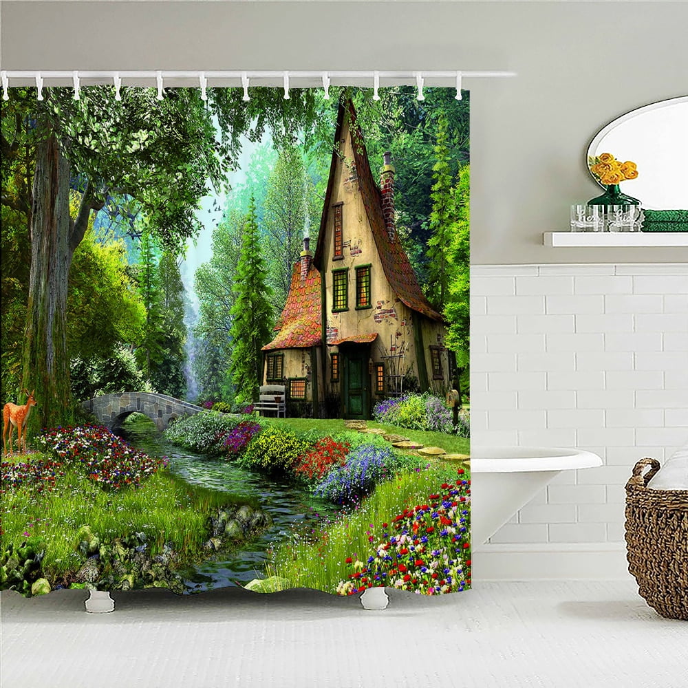 Fairy Tale Dream Forest Shower Curtain Decor Waterproof Fabric Bathroom