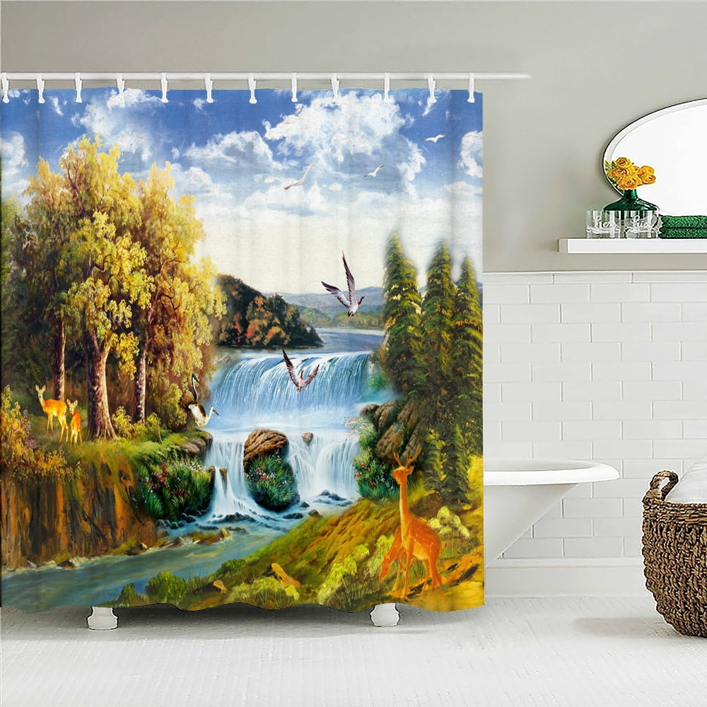 Fairy Tale Dream Forest Shower Curtain Decor Waterproof Fabric Bathroom