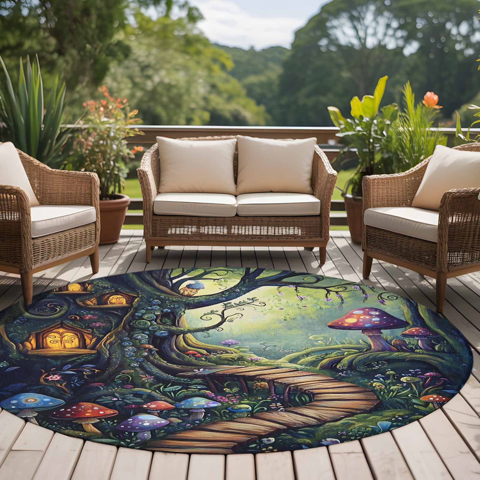 Fairy Tale Forest 6ft Round Rug for Living Room Under Coffee Table ...