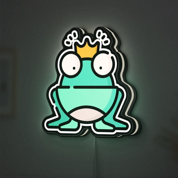 Fairy Tale Frog Prince 3D Novelty Light Box, Fantasy Character with Crown Lamp Decor, Great for Story Rooms and Romantic Gifts (Width 8 inch, 20cm)