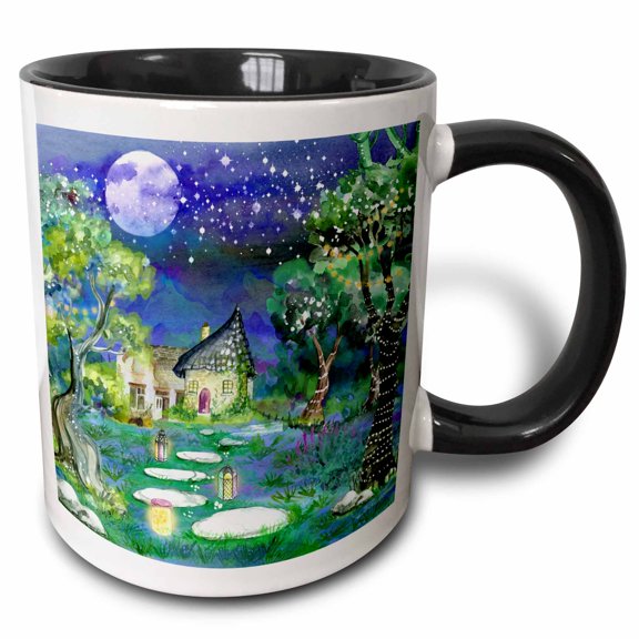 3drose, Fairy Tale in Fantasy Graphic Lovers, 15oz Two-tone Black Mug
