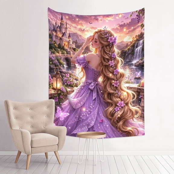 Fairy Tale Magical Princess Rainbow Anime Tapestry Indian Wall Hanging Tapestries Room Decor For Bedroom Living Room Dorm 30 x 40 inch