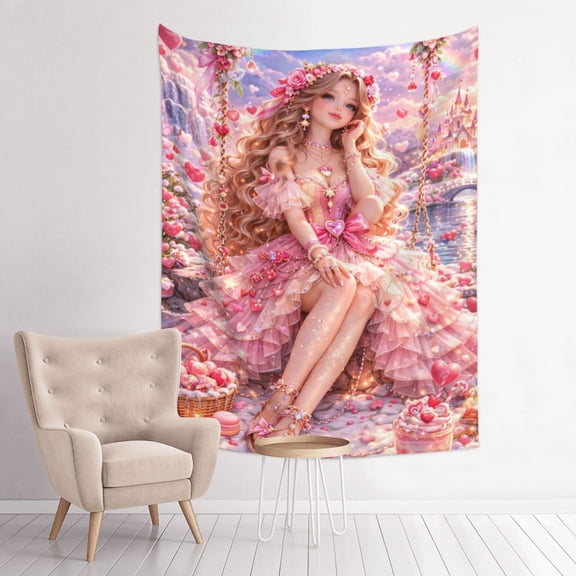 Fairy Tale Magical Princess Rainbow Anime Tapestry Indian Wall Hanging Tapestries Room Decor For Bedroom Living Room Dorm 30 x 40 inch
