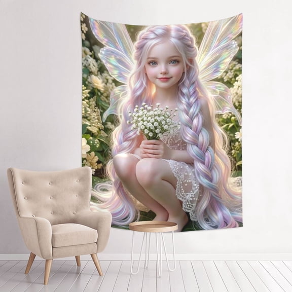 Fairy Tale Magical Princess Rainbow Anime Tapestry Indian Wall Hanging Tapestries Room Decor For Bedroom Living Room Dorm 30 x 40 inch