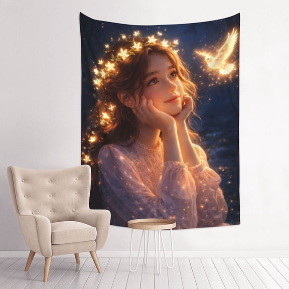 Fairy Tale Magical Princess Rainbow Anime Tapestry Indian Wall Hanging Tapestries Room Decor For Bedroom Living Room Dorm 30 x 40 inch