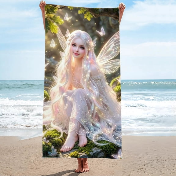 Fairy Tale Magical Princess Rainbow Beach Towel Oversized Sand Free 27.5"x55"