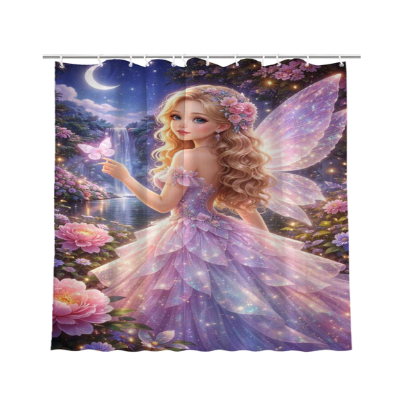 Fairy Tale Magical Princess Rainbow Waterproof Polyester Shower Curtain 72 x 72 Inch