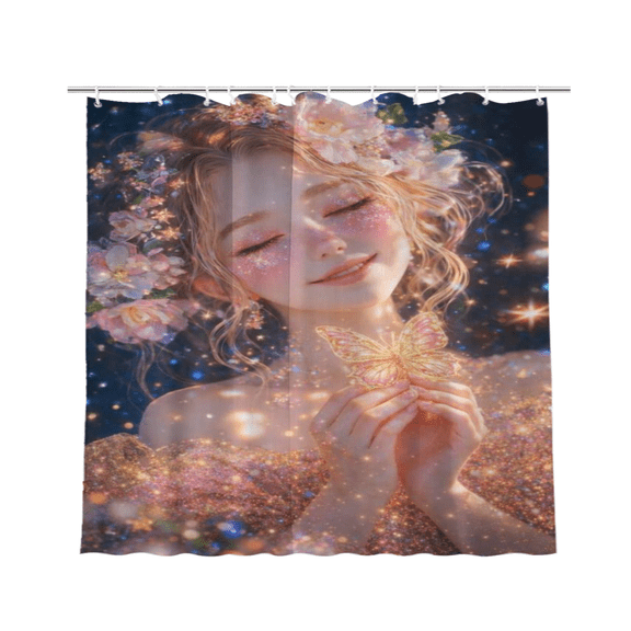 Fairy Tale Magical Princess Rainbow Waterproof Polyester Shower Curtain 72 x 72 Inch