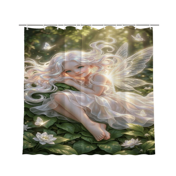 Fairy Tale Magical Princess Rainbow Waterproof Polyester Shower Curtain 72 x 72 Inch