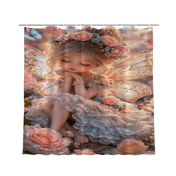 Fairy Tale Magical Princess Rainbow Waterproof Polyester Shower Curtain 72 x 72 Inch