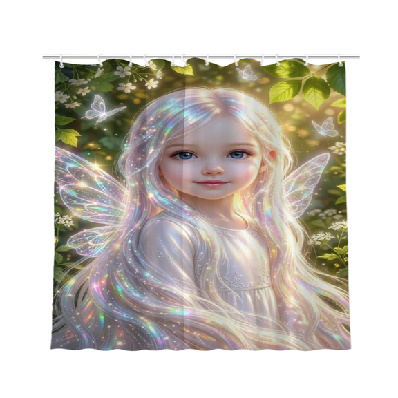Fairy Tale Magical Princess Rainbow Waterproof Polyester Shower Curtain 72 x 72 Inch