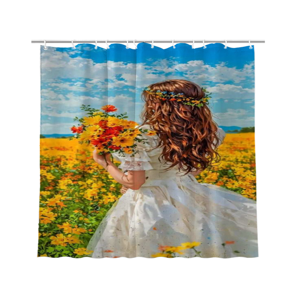 Fairy Tale Magical Princess Rainbow Waterproof Polyester Shower Curtain 72 x 72 Inch