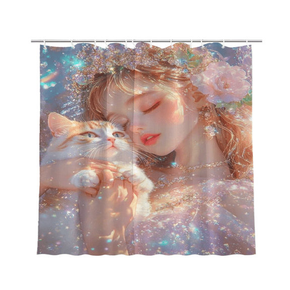 Fairy Tale Magical Princess Rainbow Waterproof Polyester Shower Curtain 72 x 72 Inch