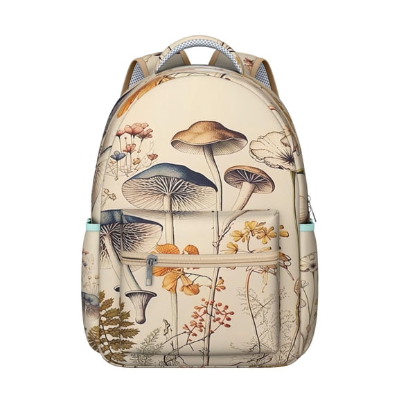 Fairy Tale Mushroom Backpack Boho Woodland Botanical Mushrooms Design Vintage Psychedelic Trippy School Bag for Students