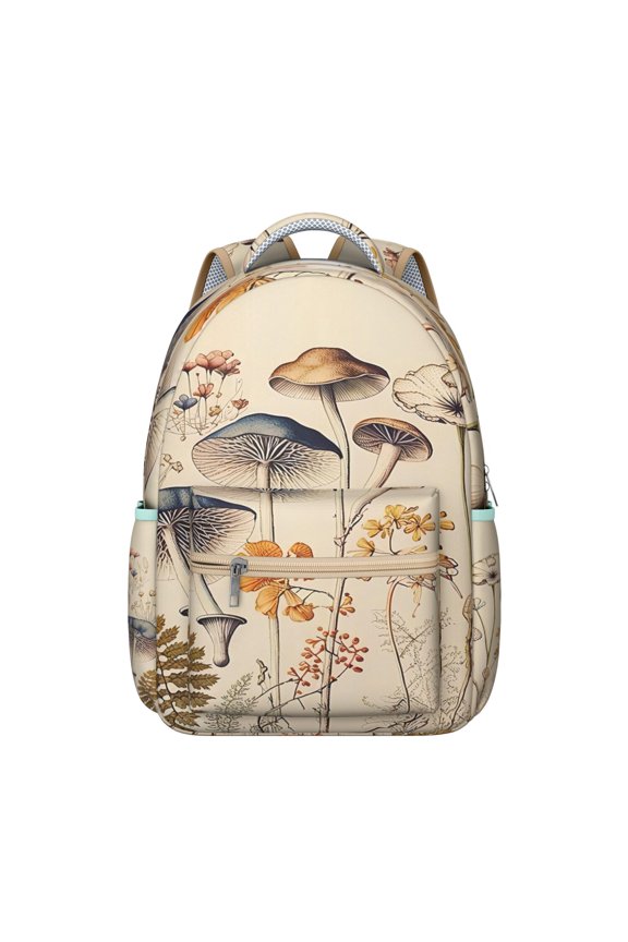 Fairy Tale Mushroom Backpack Boho Woodland Botanical Mushrooms Design Vintage Psychedelic Trippy School Bag for Students