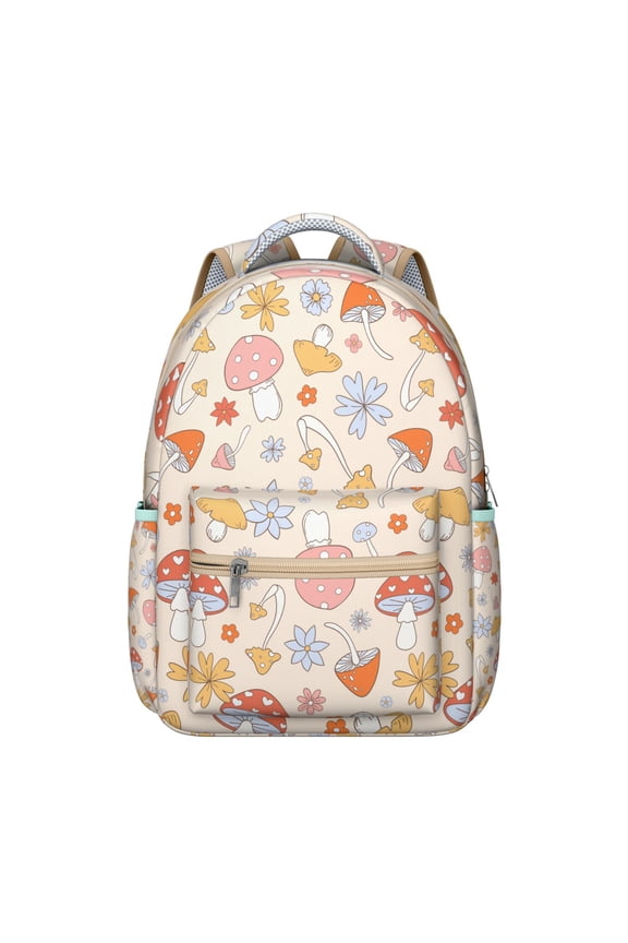 Fairy Tale Mushroom Backpack Boho Woodland Botanical Mushrooms Design Vintage Psychedelic Trippy School Bag for Students